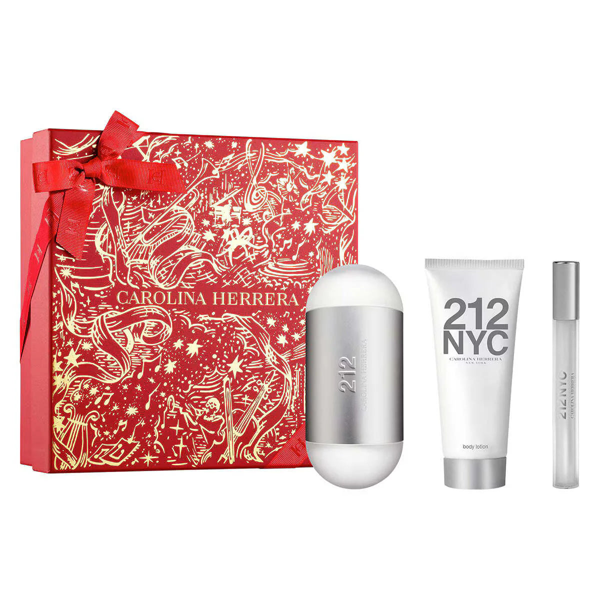 Estuche Carolina Herrera 212 EDT 100 ml + Mini 10 ml + Body Lotion 100 ml Mujer 1
