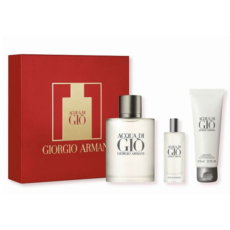 Set Giorgio Armani Acqua Di Gio EDT 100ml + 15ml + Gel 75ml Hombre 1