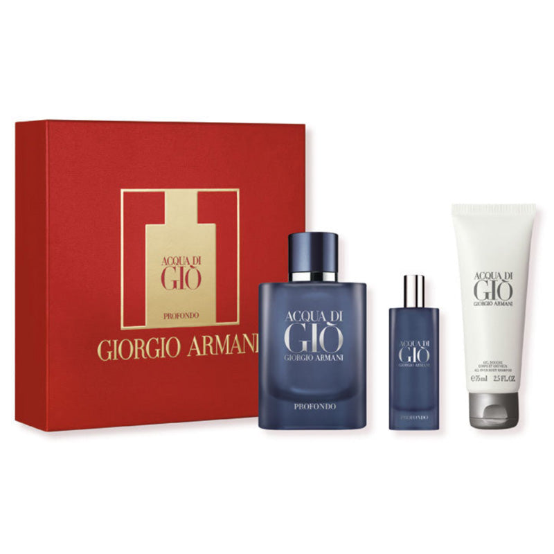 Set Giorgio Armani - Acqua Di Gio Profondo EDP 75ml + 15ml + Gel 75ml Hombre 1