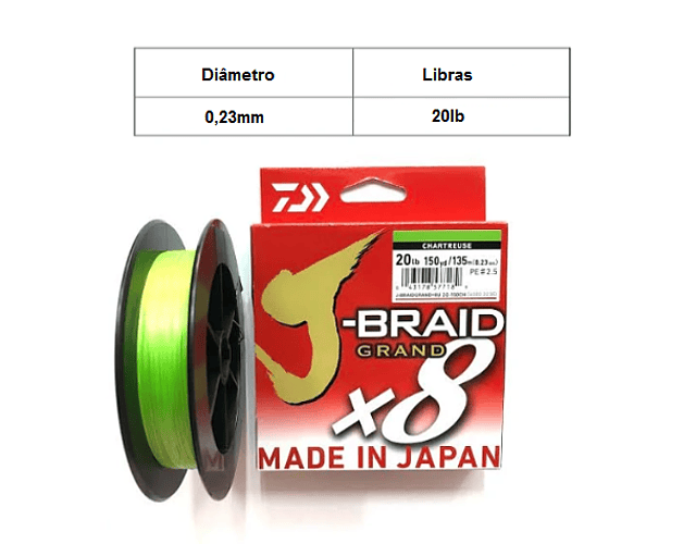 Linha de Multifilamento Daiwa J-Braid Grand X8 - Chartreuse