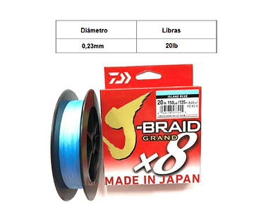 Linha de Multifilamento Daiwa J-Braid Grand X8 - Island Blue