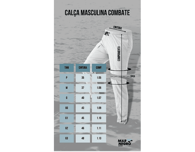 Calça Pesca Mar Negro - Ziper Joelho - M