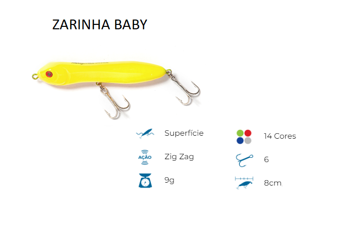 Isca Artificial Nelson Nakamura Superficie Zarinha Baby 80 - 8Cm