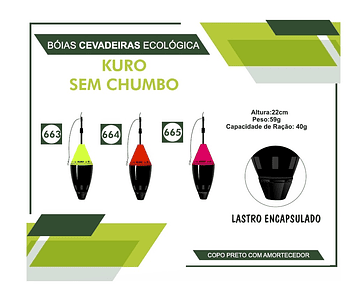 Boia Cevadeira Ecológica JR Pesca Copo Grafite - Kuro Sem Chumbo