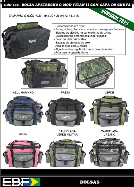 Bolsa Apetrecho G - Titan II Basic com Capa de Chuva