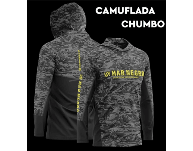 Camiseta Mar Negro Sublimada com Capuz Masculina - M