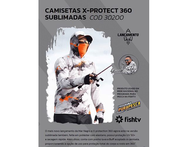 Camiseta Mar Negro com Capuz Masculina - X-Protect 360 M