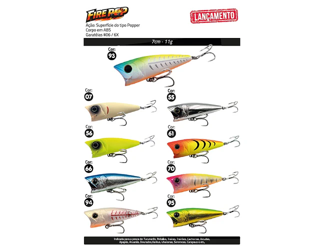 Isca Artificial Yara - Fire Pop 7cm  