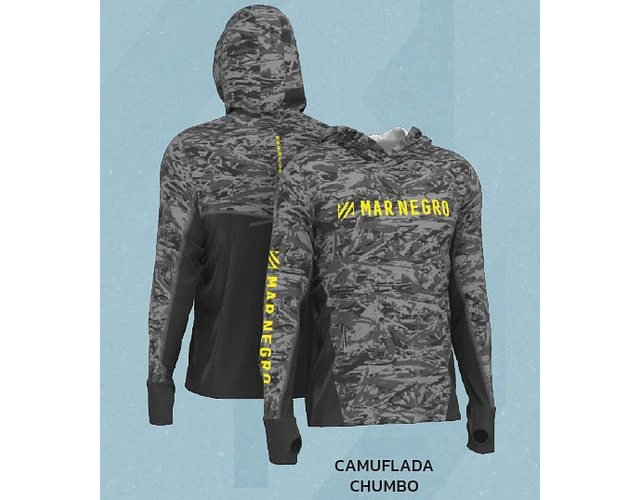 Camiseta Mar Negro Sublimada com Capuz Masculina - G