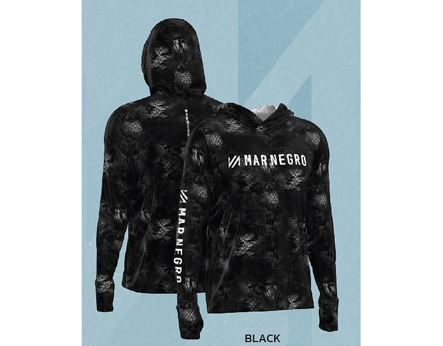 Camiseta Mar Negro Sublimada com Capuz Masculina - G2