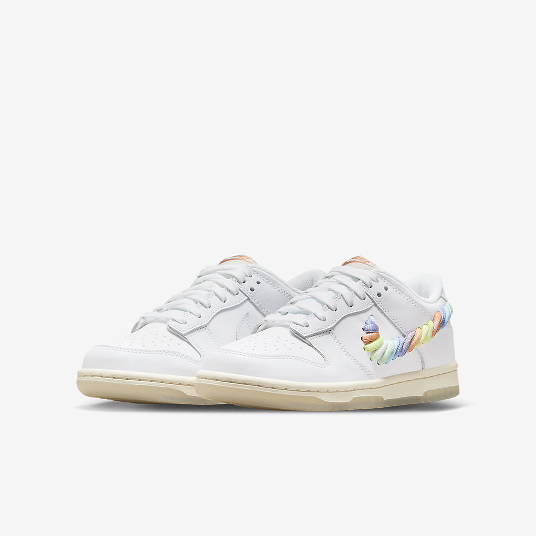 Nike Dunk Low SE Rainbow Lace Swoosh White (GS) 4
