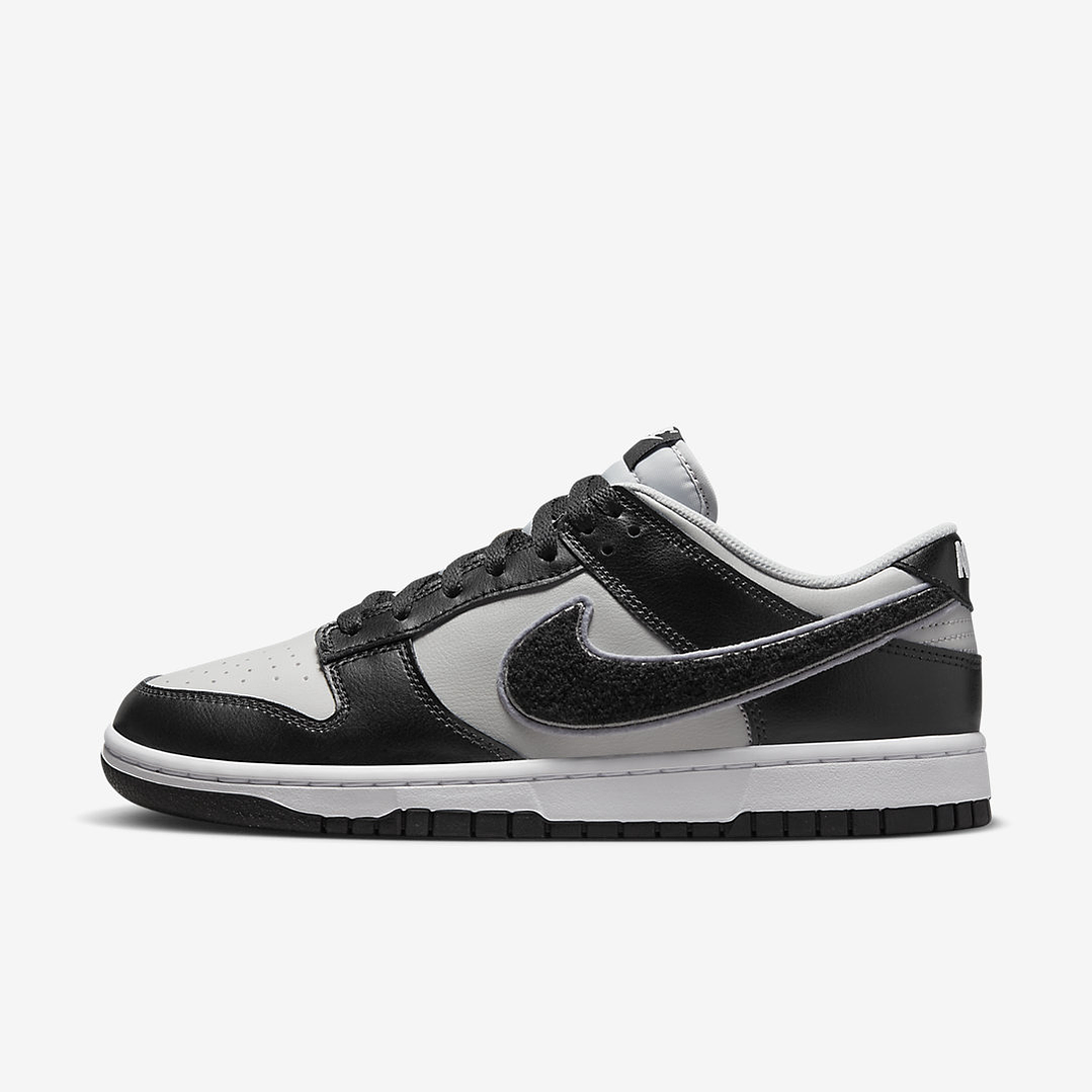 Nike Dunk Low Chenille Swoosh Black Grey 1