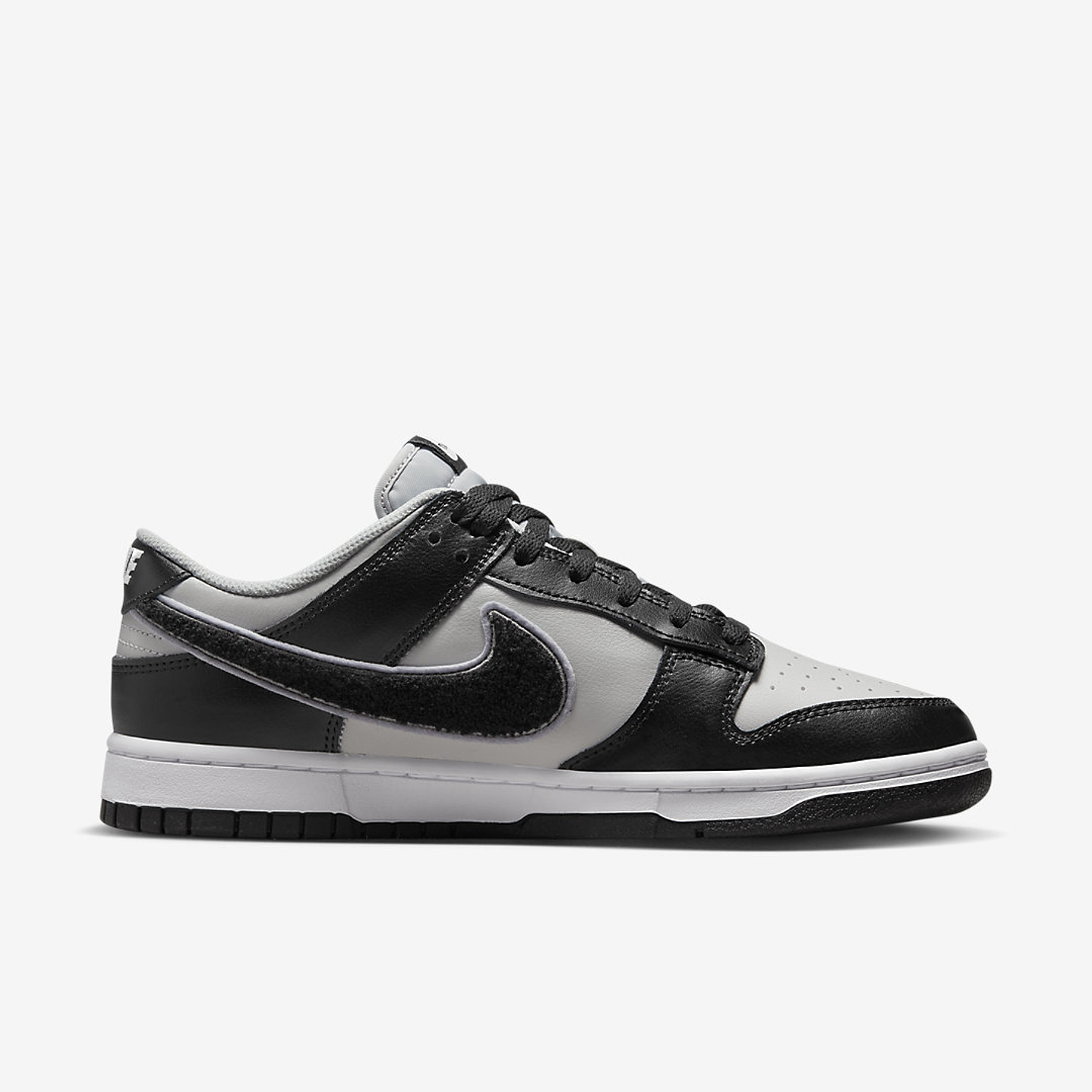 Nike Dunk Low Chenille Swoosh Black Grey 3