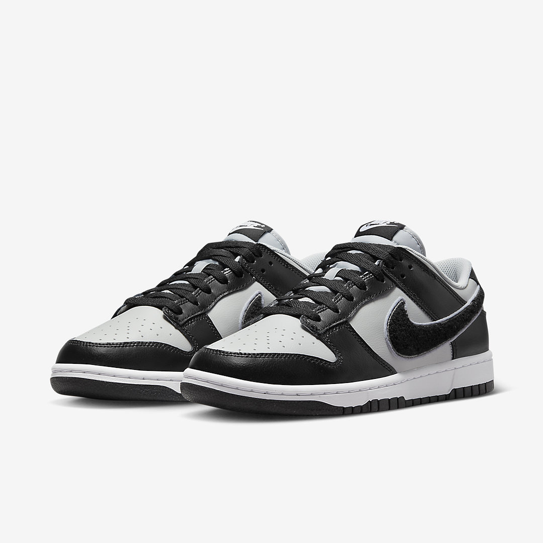Nike Dunk Low Chenille Swoosh Black Grey 5