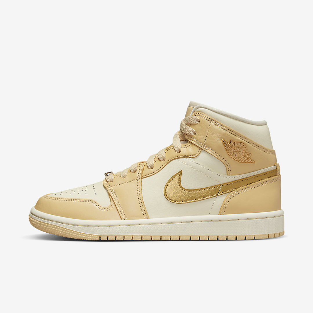 Jordan 1 Mid SE Pale Vanilla Metallic Gold (Women's) 1