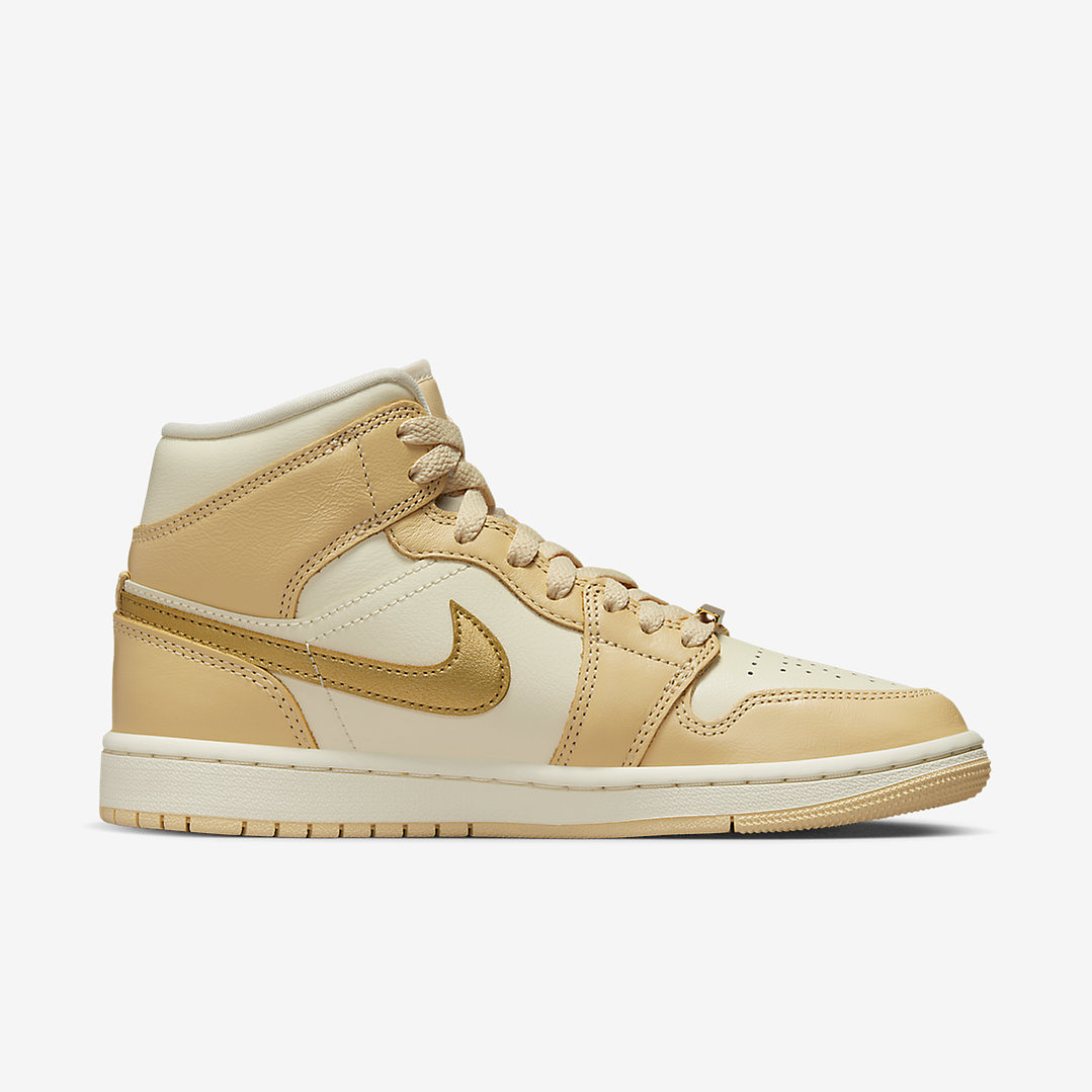 Jordan 1 Mid SE Pale Vanilla Metallic Gold (Women's) 3