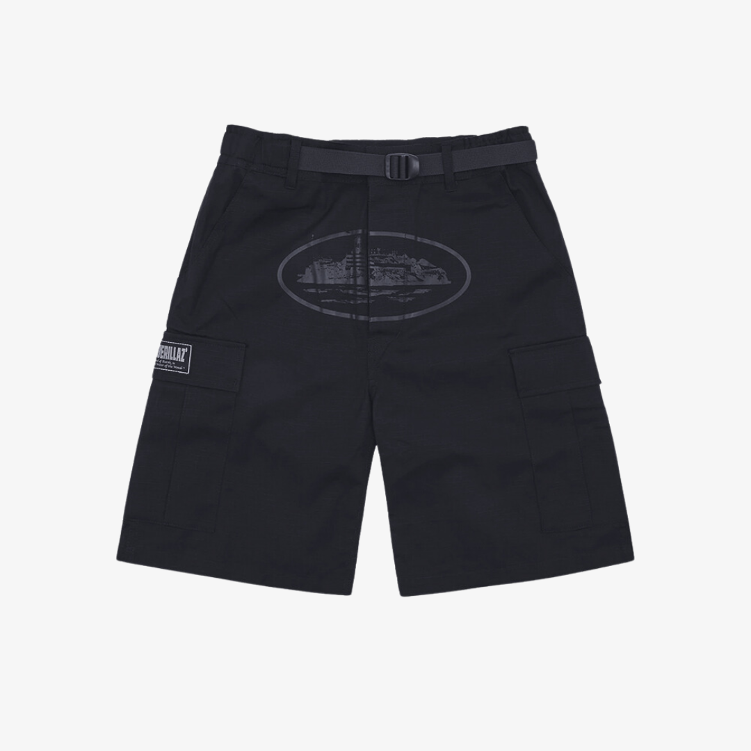 Corteiz Alcatraz Cargo Shorts Triple Black