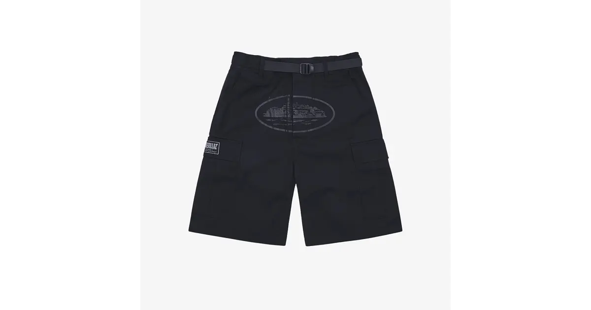 Corteiz Alcatraz Cargo Shorts Triple Black