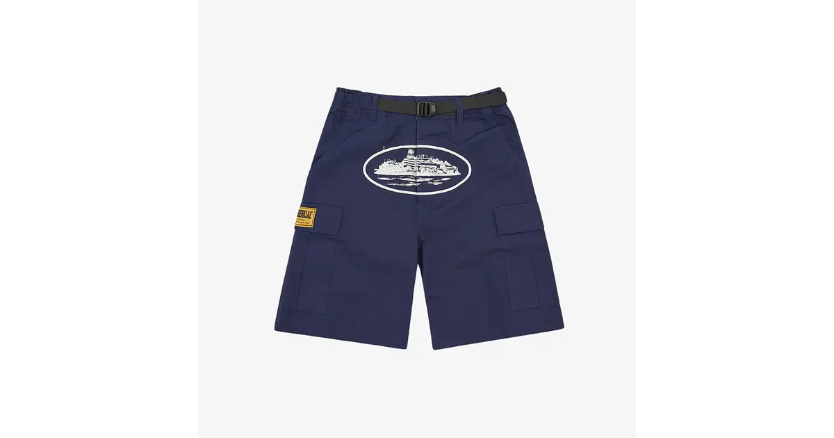 Corteiz Alcatraz Cargo Shorts Navy