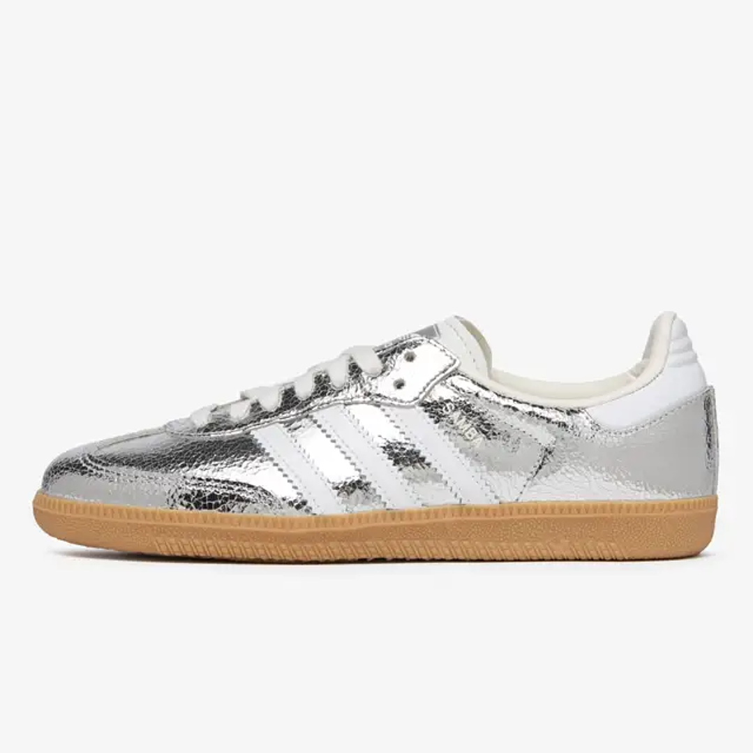 adidas Samba OG Silver Metallic Cracked Leather (Women's) 1