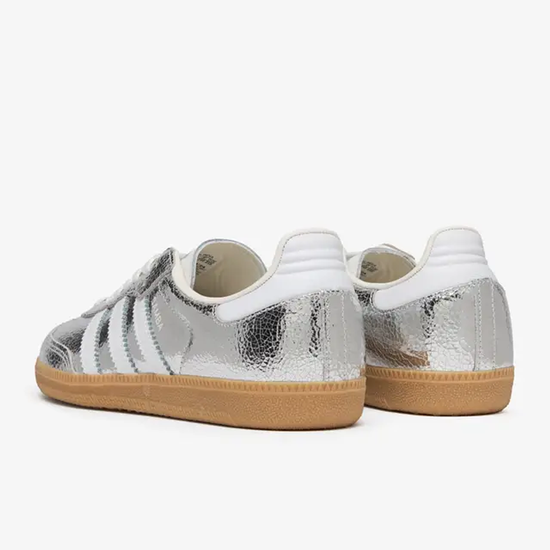 adidas Samba OG Silver Metallic Cracked Leather (Women's) 4