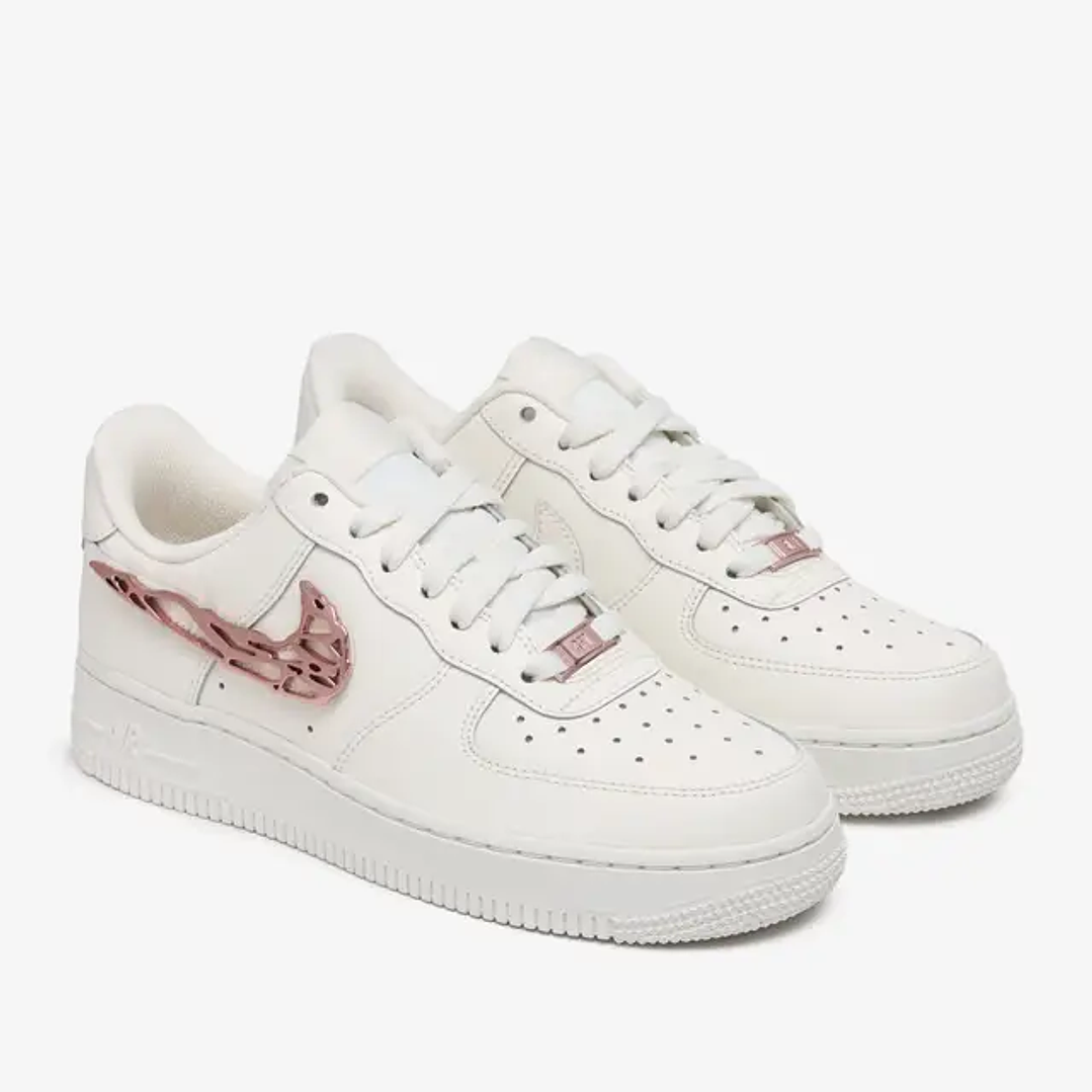 Nike Air Force 1 Low Liquid Metal Swoosh Metallic Rose Gold (Women's) 2