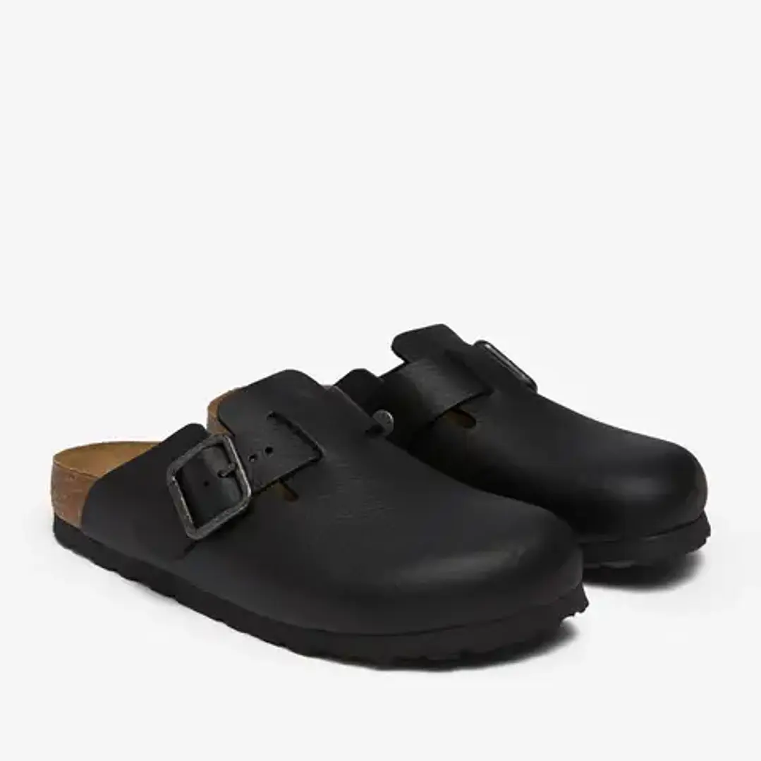 Birkenstock Boston Wire Buckle Leather Vintage Wood Black 2