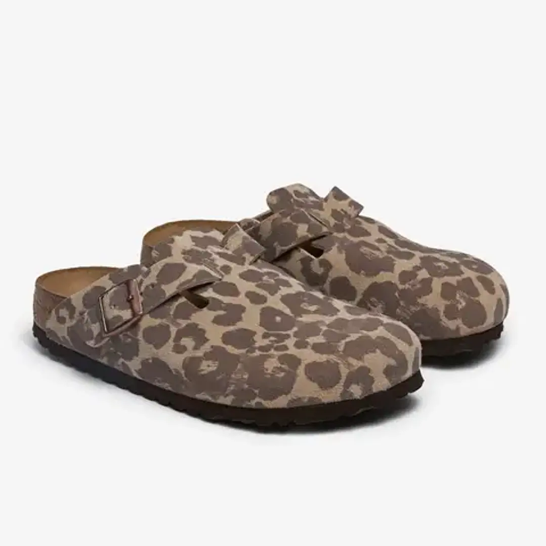 Birkenstock Boston Suede Leather Syn Leo Sandcastle 2