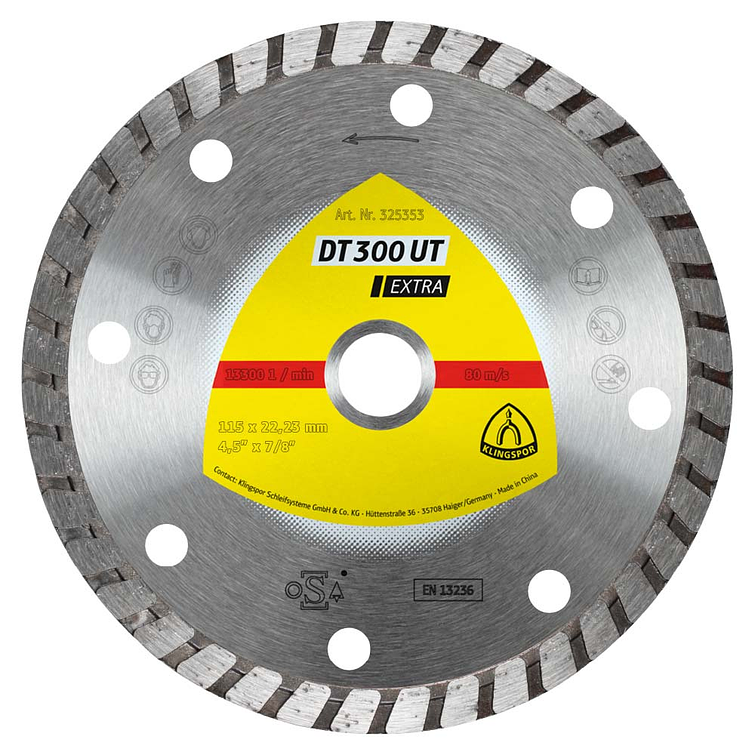 Disco Diamantado Turbo 4 1/2 Extra/Dt300Ut/S/115X1,9X22,23/Grt/7 (325353) Klingspor 1