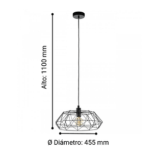 Lampara Rampside Colgante Negro Cuerda L1380 1X28W E27