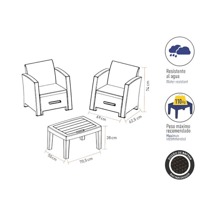 Set Terraza Mallorca 3 Pzs. Northwest 3
