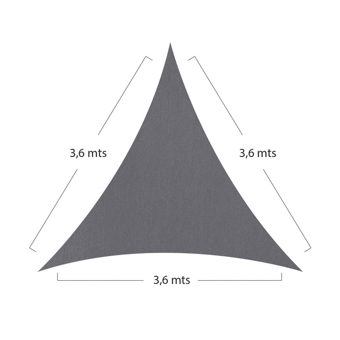 Vela Sombreadora Gris Oscuro Borde Led Triangular 3.6 Xlado 2