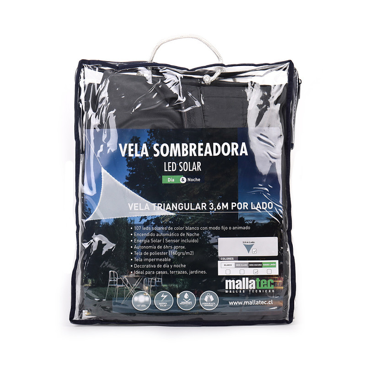 Vela Sombreadora Gris Oscuro Borde Led Triangular 3.6 Xlado 6