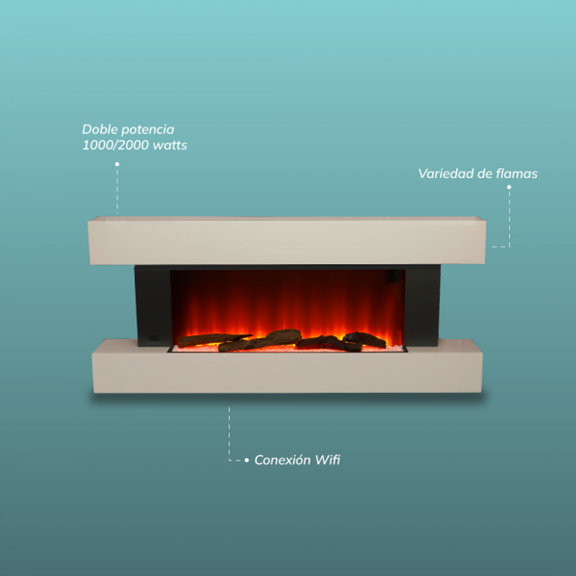 Chimenea eléctrica modelo Antuco WIFI 1