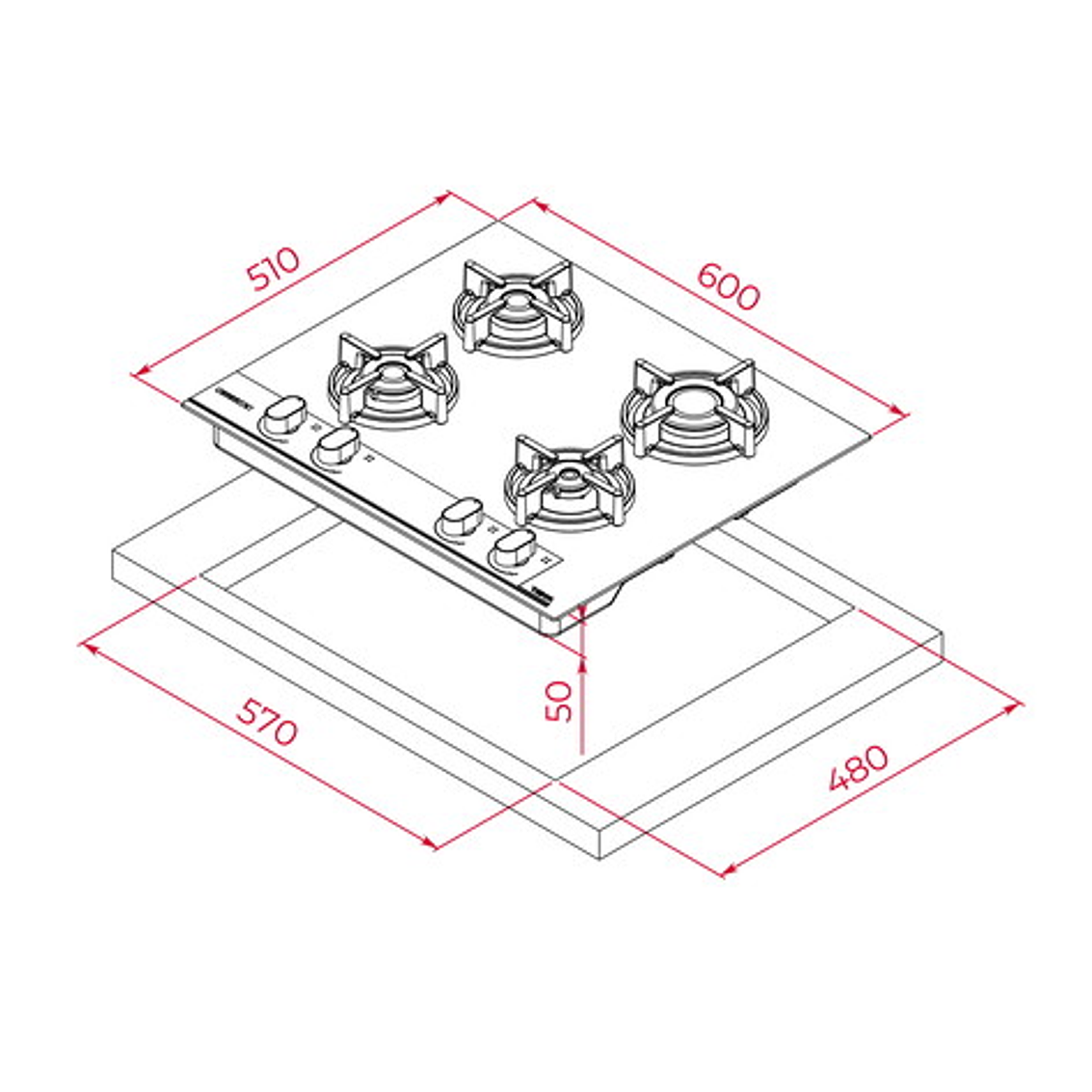 Encimera Cristal Gas Infinity G1 7