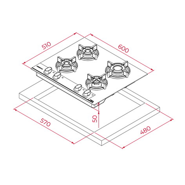 Encimera Cristal Gas Infinity G1 7