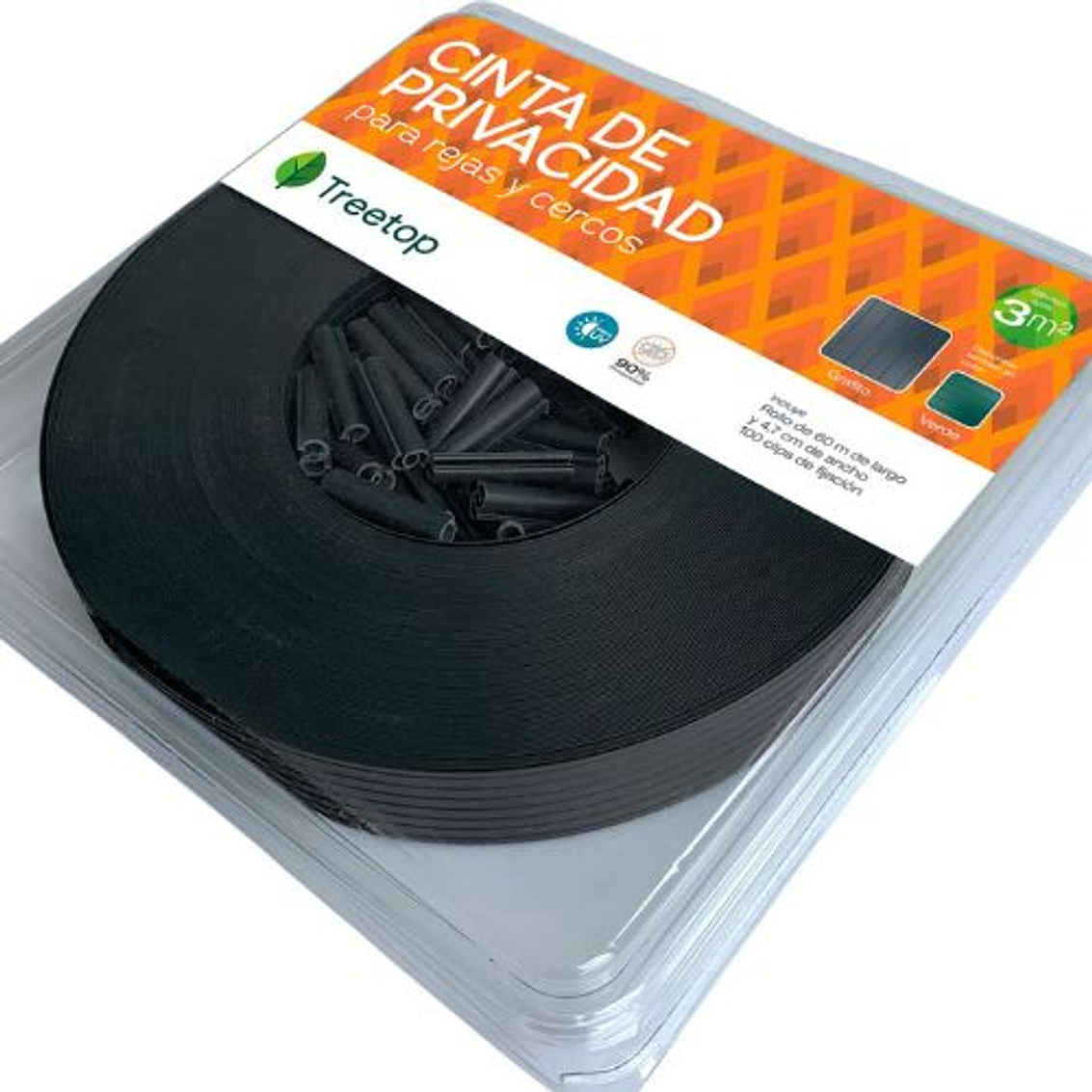 Cinta Privacidad Color Grafito Incluye 100 Clips De Fijación 1