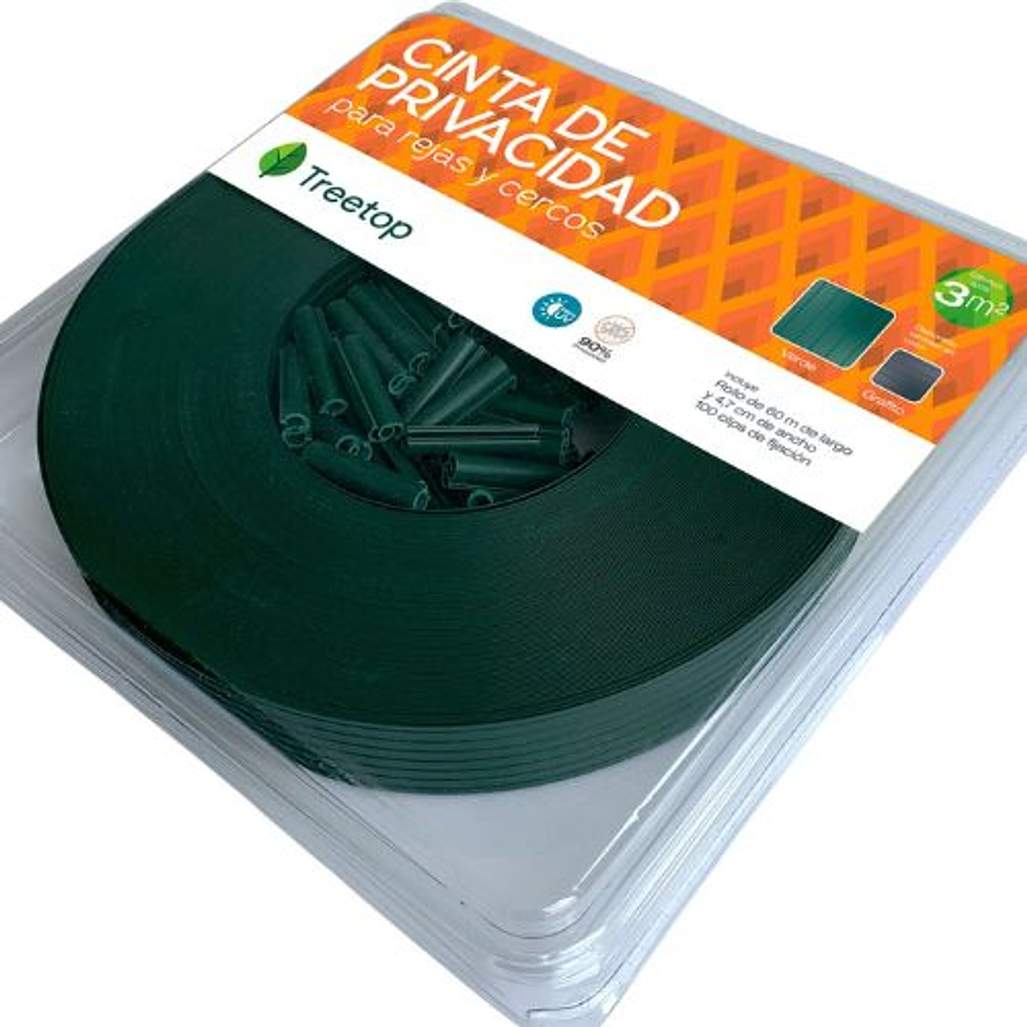 Cinta Privacidad Color Verde Incluye 100 Clips De Fijación 1