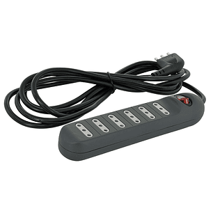 Alargador Multiple Negro 6 Tomas 3 Mts C/Interruptor