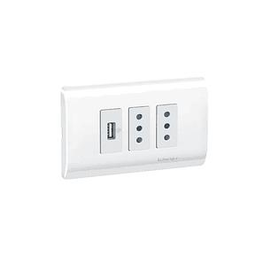 Placa Enchufe 2 Puestos +1 Usb Blanco