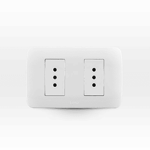 Placa Enchufe Doble 10A 250V Blanco Armado