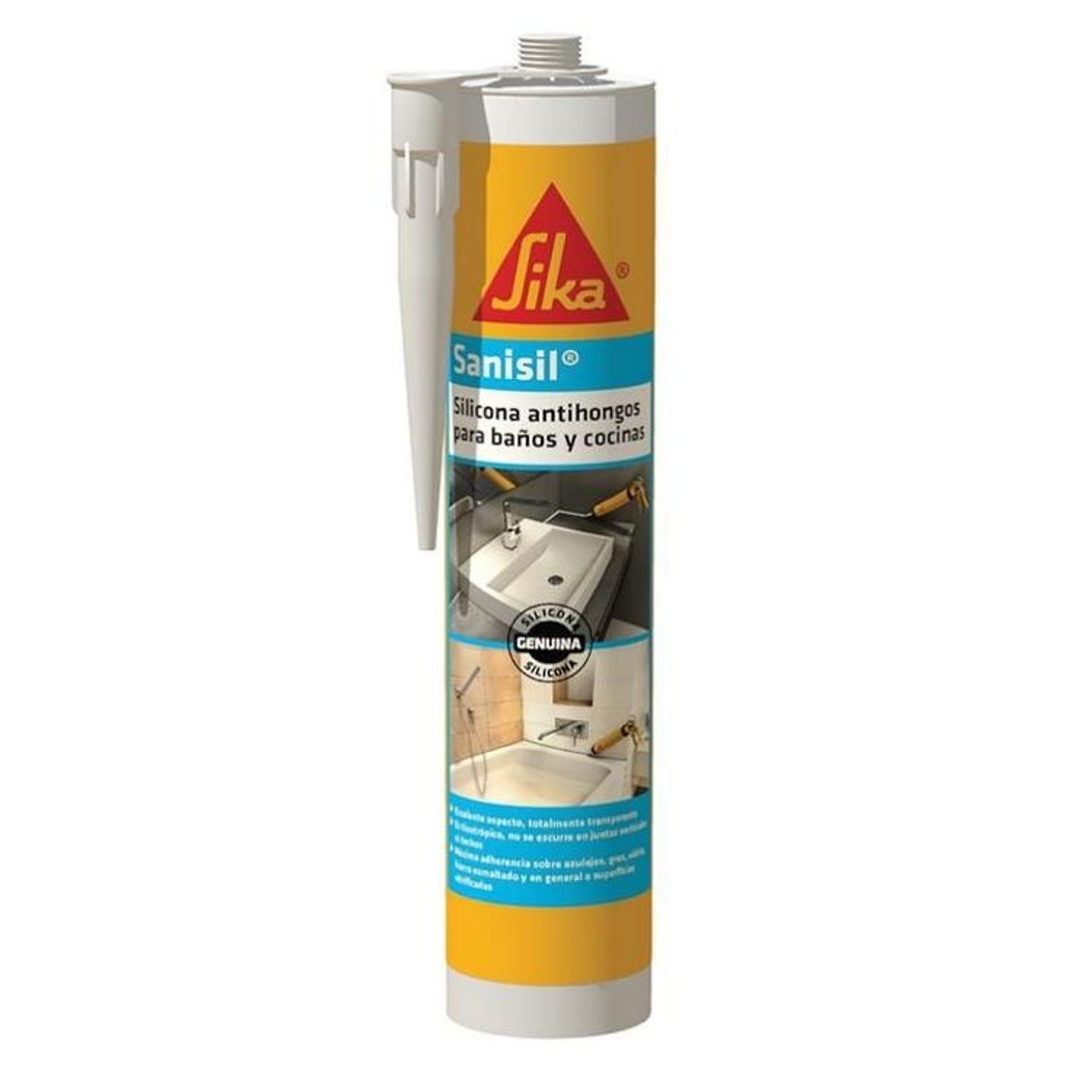 Sika Sanisil Blanco Silicona Acetica C/ Fungicida P/ Baño Y Cocina 1
