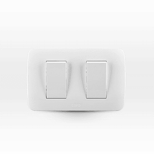 Placa Interruptor Doble 9/15 10A 250V Blanco Armado