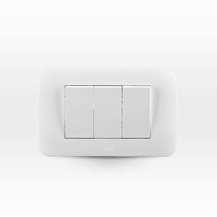 Placa Interruptor Triple 9/32 10A 250V Blanco Armado