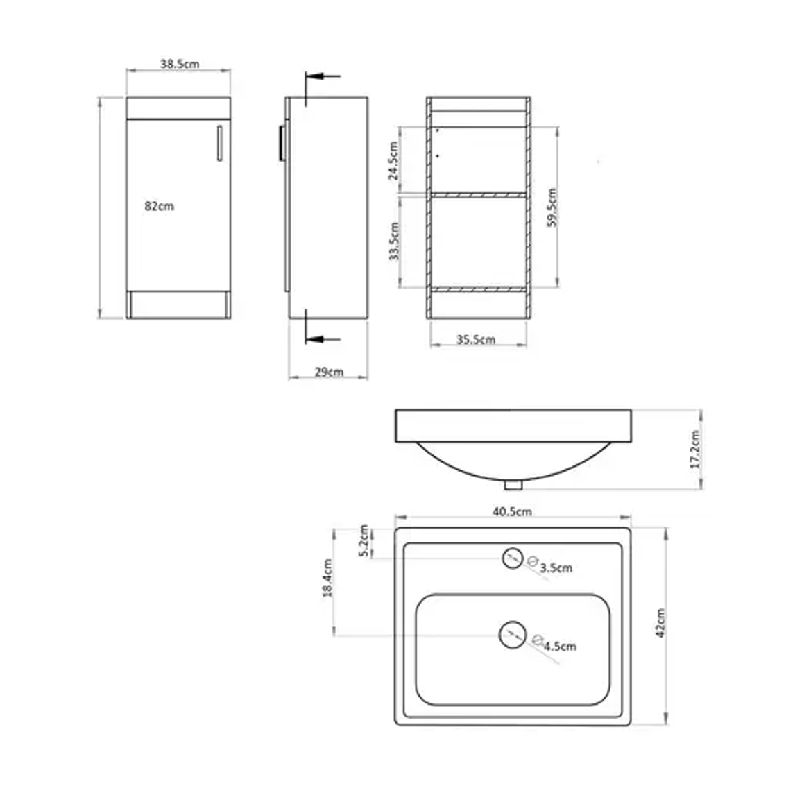 Kit Mueble Claire 40 Rustico + Cubierta Blanche 4