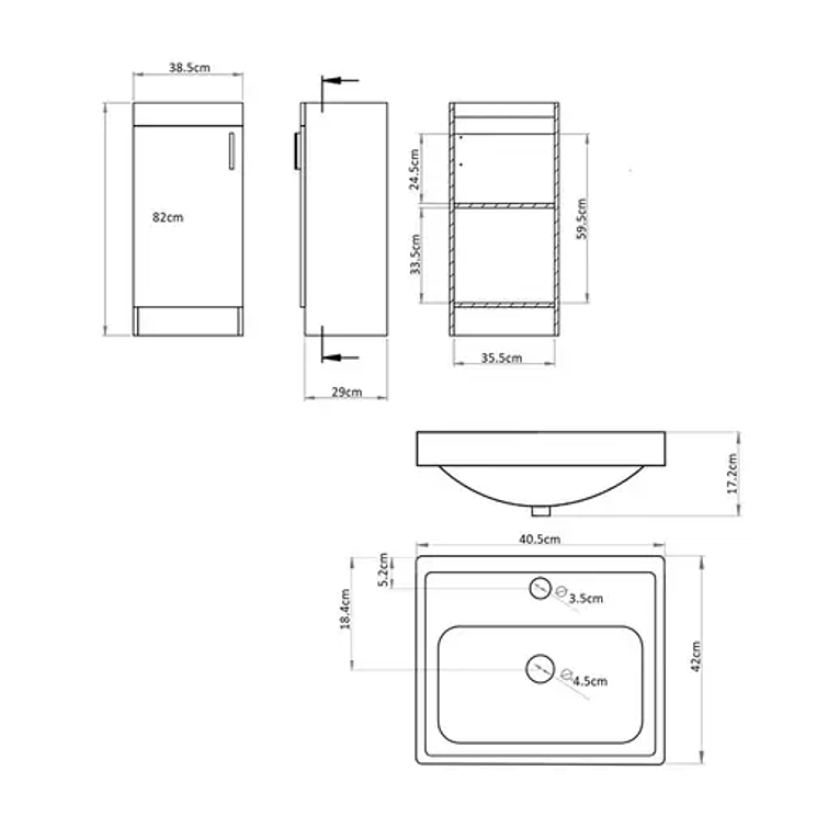 Kit Mueble Claire 40 Rustico + Cubierta Blanche 4