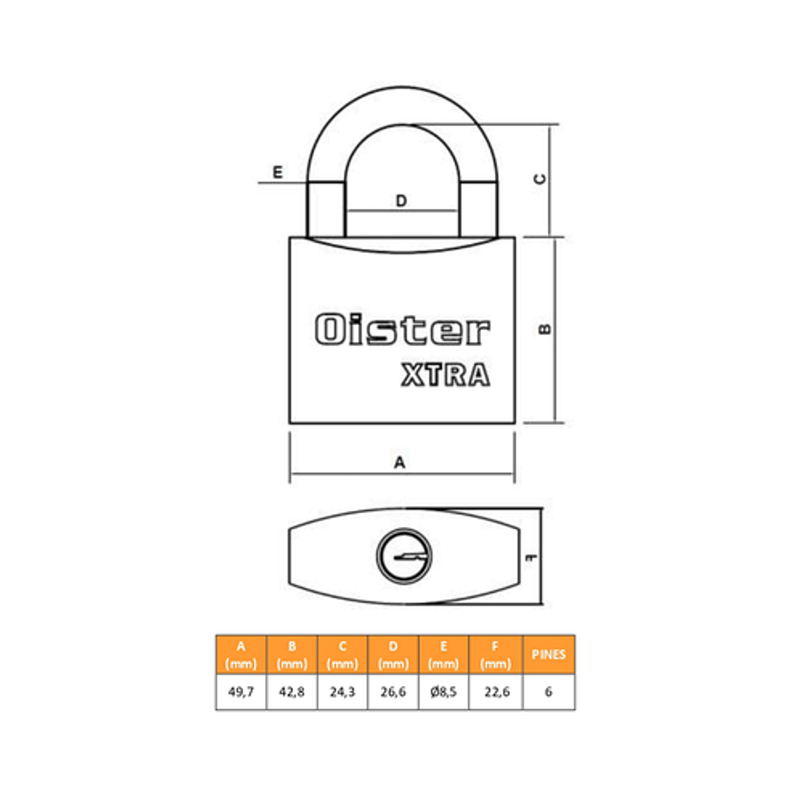 Candado Oister 50Mm Fierro Bronceado Caja 5