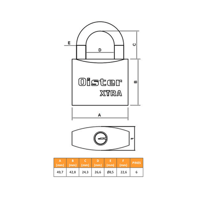 Candado Oister 50Mm Fierro Bronceado Caja 5