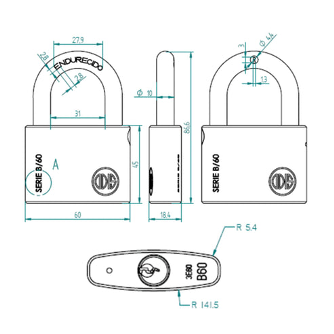 Candado Odis Serie B Mod. B60 / Blister 6