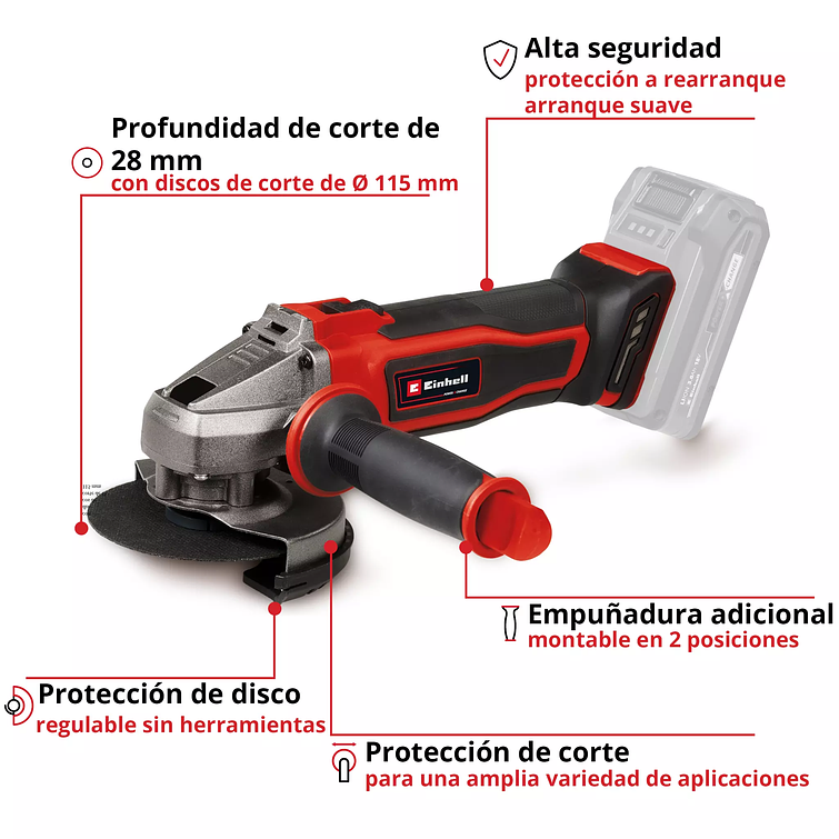 Esmeril Angular Inalambrico Einhell 18V-8500 - Te-Ag 18/115-2 Li [Expert] [Sin Bateria] 4